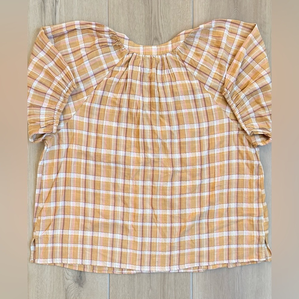 NWT LOFT Sunset-Colored Plaid Shirt Size L - Picture 6 of 6